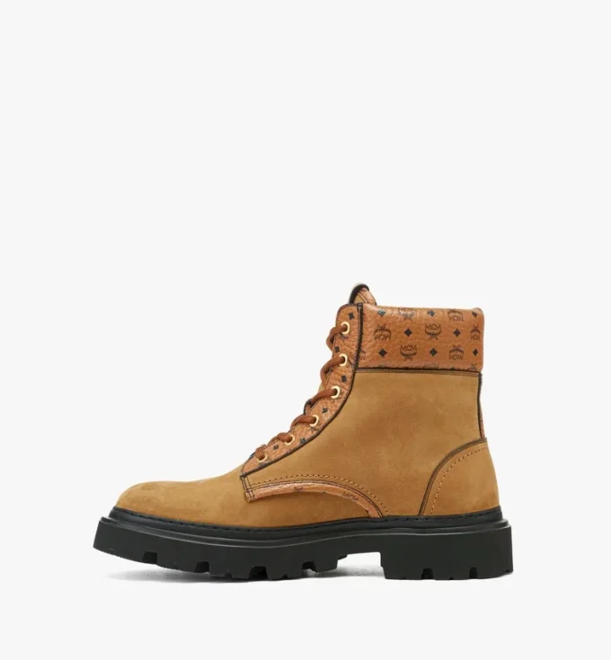Ankle Boots in Nubuck and Monogram Print Leather Ankle Boots in Nubuck and Monogram Print Leather