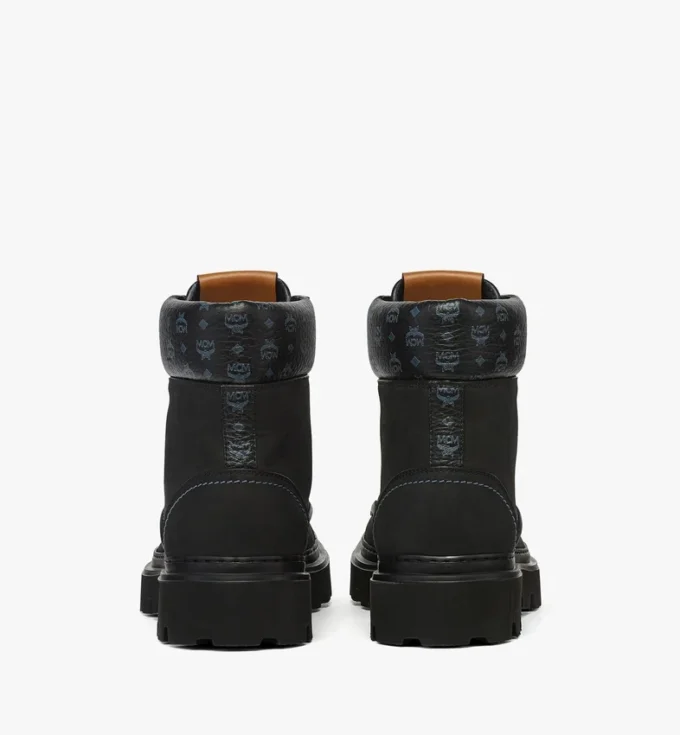 Ankle Boots in Nubuck and Monogram Print Leather Ankle Boots in Nubuck and Monogram Print Leather