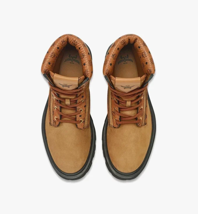 Ankle Boots in Nubuck and Monogram Print Leather Ankle Boots in Nubuck and Monogram Print Leather
