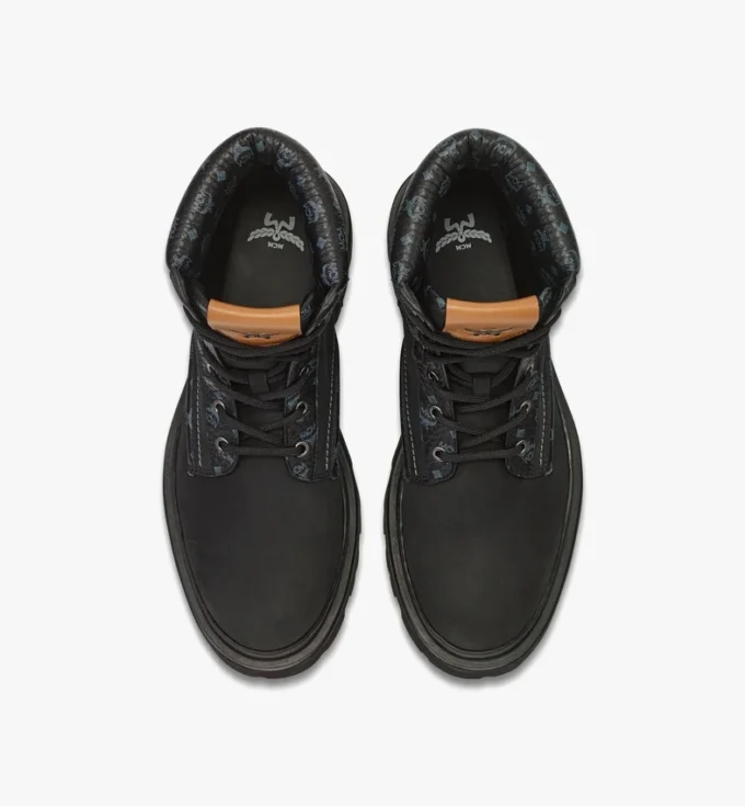 Ankle Boots in Nubuck and Monogram Print Leather Ankle Boots in Nubuck and Monogram Print Leather