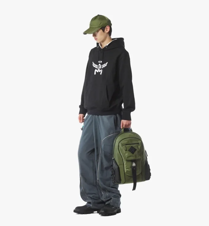 Aren Backpack in Econyl® and Monogram Print Leather Aren Backpack in Econyl® and Monogram Print Leather