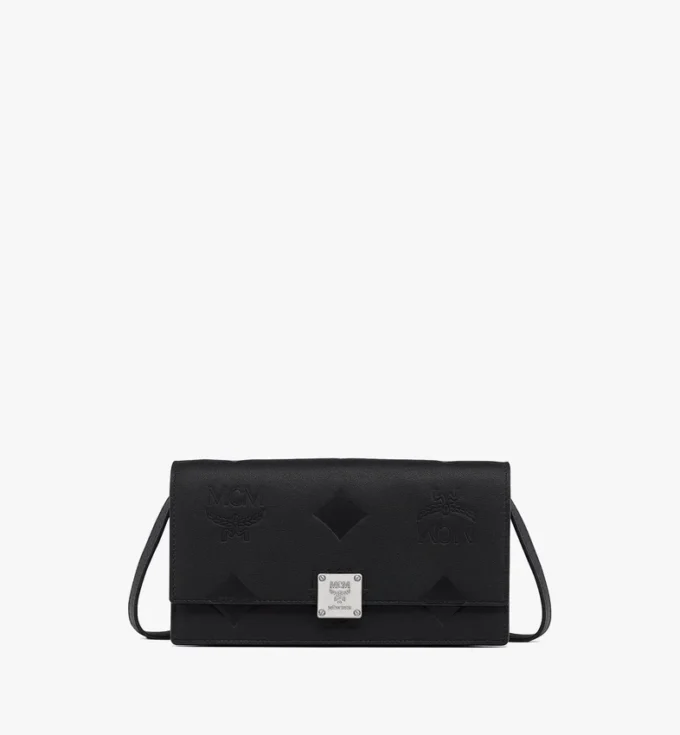 Aren Chain Wallet in Embossed Monogram Leather Aren Chain Wallet in Embossed Monogram Leather