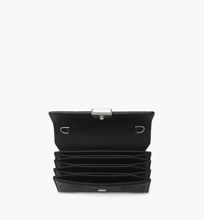 Aren Chain Wallet in Embossed Monogram Leather