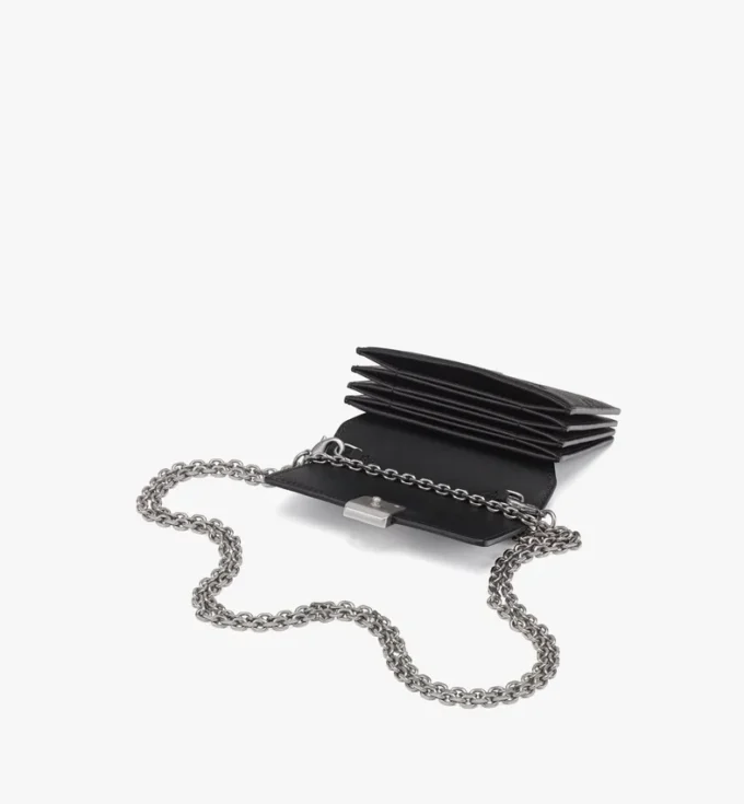Aren Chain Wallet in Embossed Monogram Leather