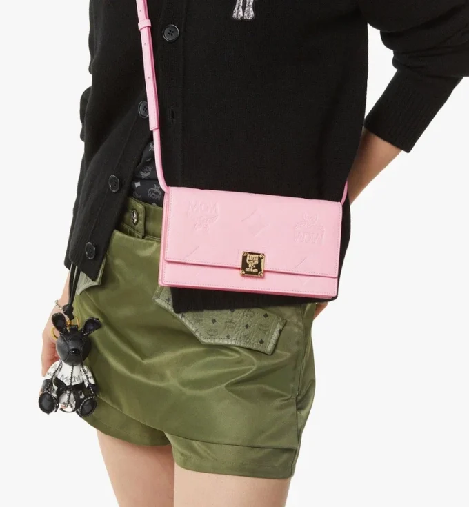 Aren Chain Wallet in Embossed Monogram Leather Aren Chain Wallet in Embossed Monogram Leather