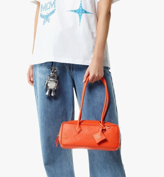 Aren East West Shoulder Bag in Maxi Monogram Leather Aren East West Shoulder Bag in Maxi Monogram Leather