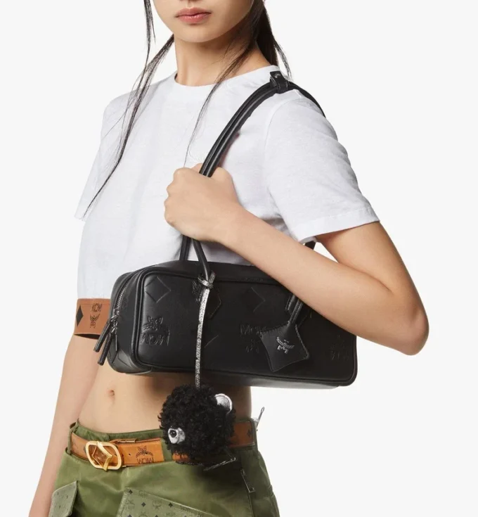 Aren East West Shoulder Bag in Maxi Monogram Leather Aren East West Shoulder Bag in Maxi Monogram Leather