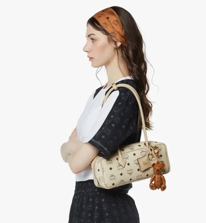 Aren East West Shoulder Bag in Visetos Aren East West Shoulder Bag in Visetos