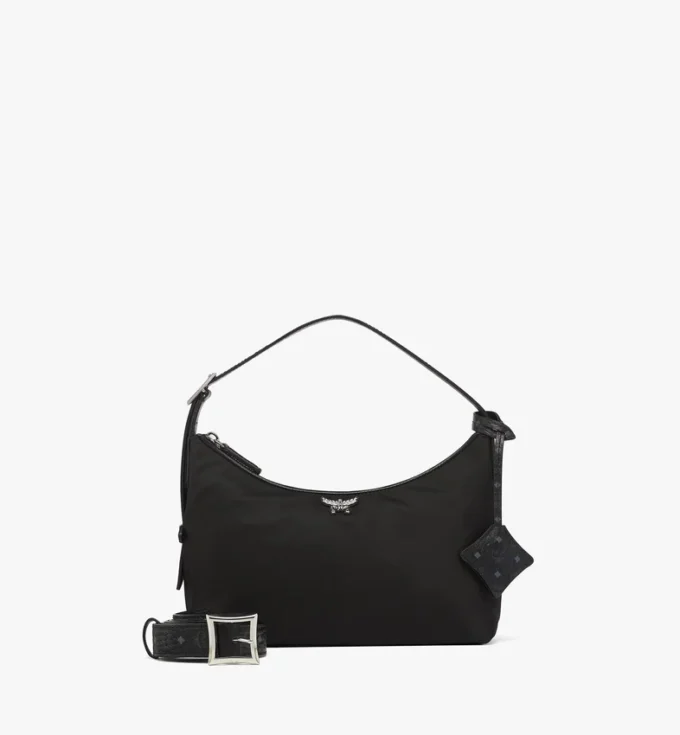 Aren Hobo in Recycled Nylon and Monogram Print Leather Aren Hobo in Recycled Nylon and Monogram Print Leather