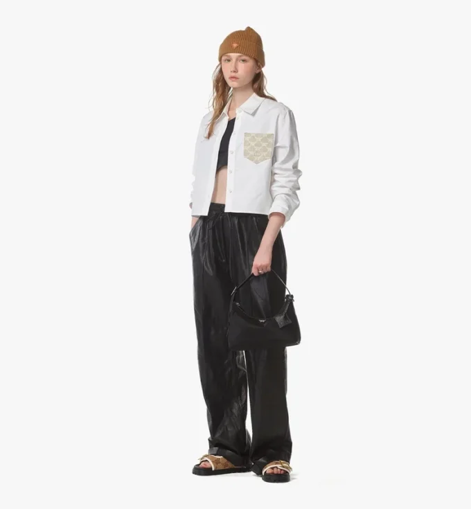 Aren Hobo in Recycled Nylon and Monogram Print Leather Aren Hobo in Recycled Nylon and Monogram Print Leather