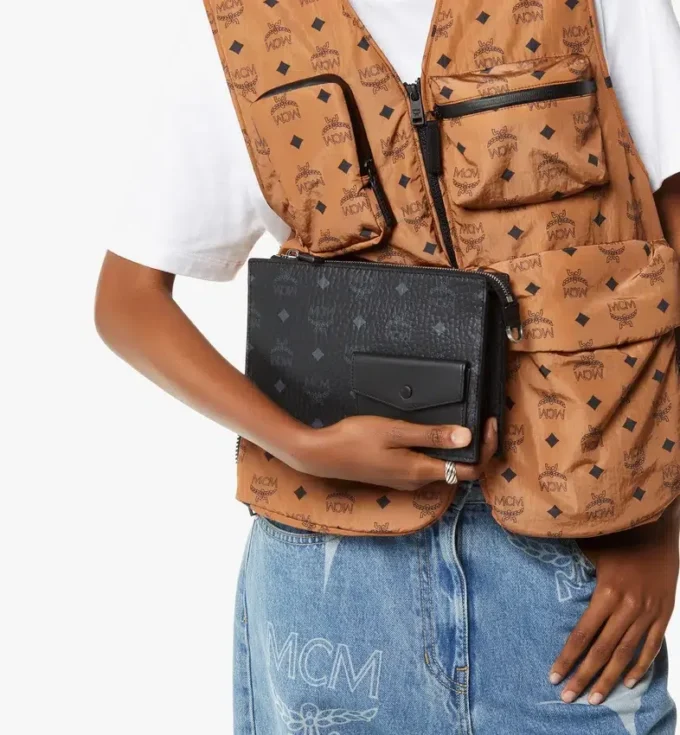 Aren Standing Crossbody Pouch in Visetos Aren Standing Crossbody Pouch in Visetos