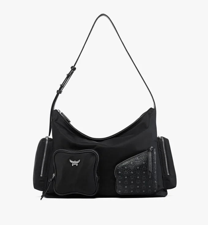 Aren Zip Hobo in Econyl® and Monogram Print Leather Aren Zip Hobo in Econyl® and Monogram Print Leather