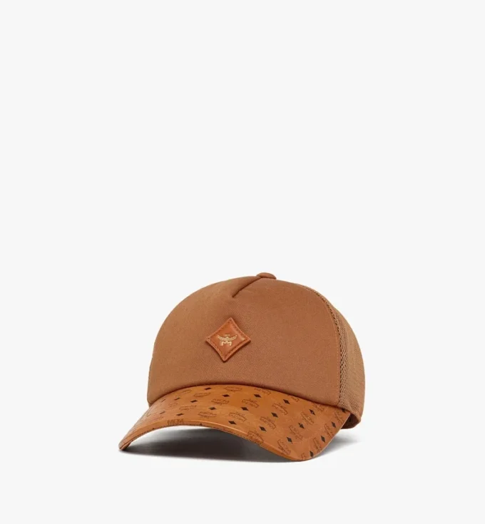Diamond Cap in Cotton and Monogram Print Leather