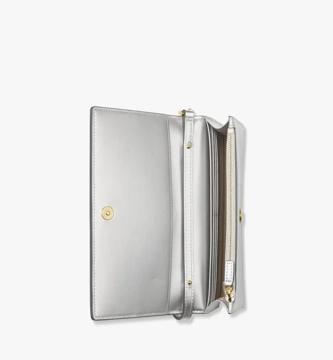 Diamond Chain Wallet in Metallic Mirror Leather Diamond Chain Wallet in Metallic Mirror Leather
