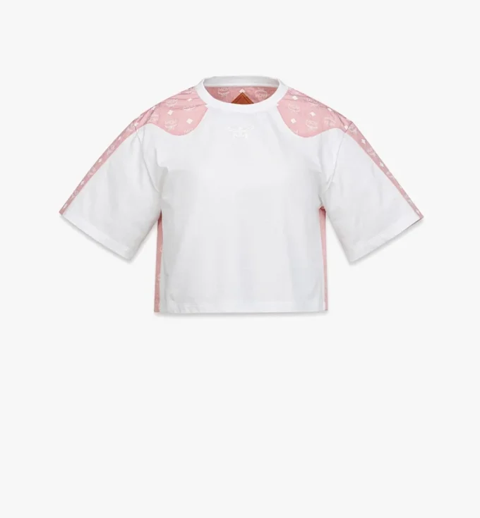 Laurel Cropped T-Shirt in Organic Cotton and Monogram Econyl® Laurel Cropped T-Shirt in Organic Cotton and Monogram Econyl®