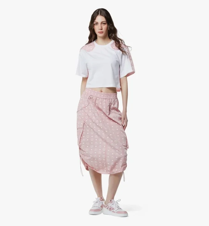 Monogram Midi Skirt in Recycled Nylon Monogram Midi Skirt in Recycled Nylon