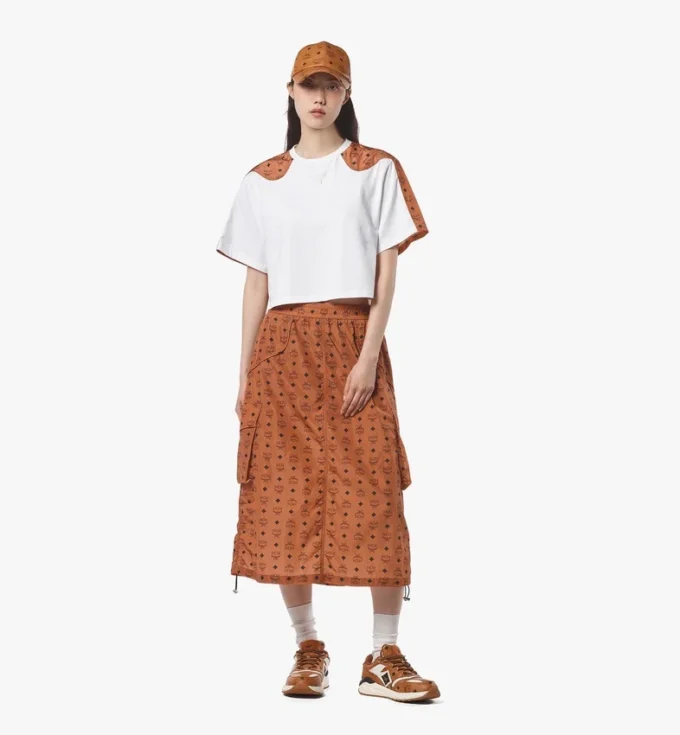 Monogram Midi Skirt in Recycled Nylon Monogram Midi Skirt in Recycled Nylon