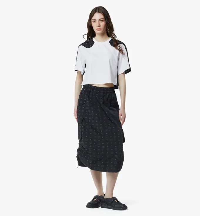 Monogram Midi Skirt in Recycled Nylon Monogram Midi Skirt in Recycled Nylon