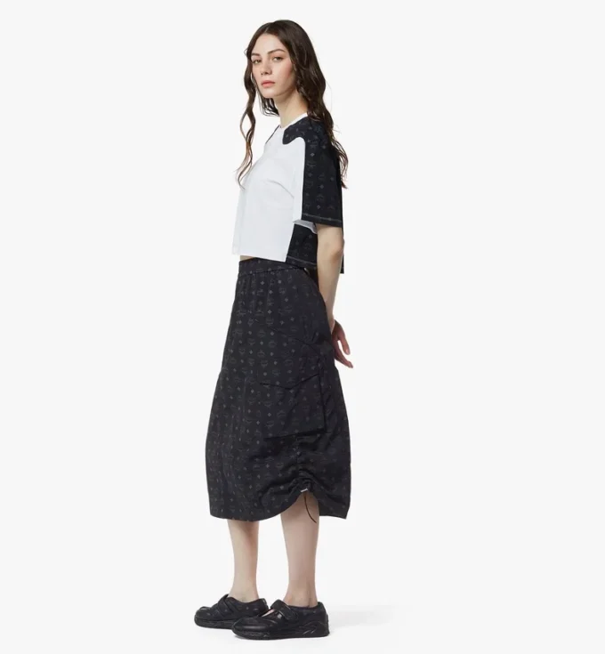 Monogram Midi Skirt in Recycled Nylon Monogram Midi Skirt in Recycled Nylon