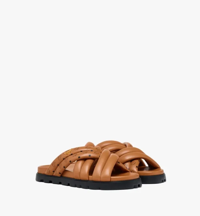 Monogram Print Cross Sandals in Lambskin Monogram Print Cross Sandals in Lambskin