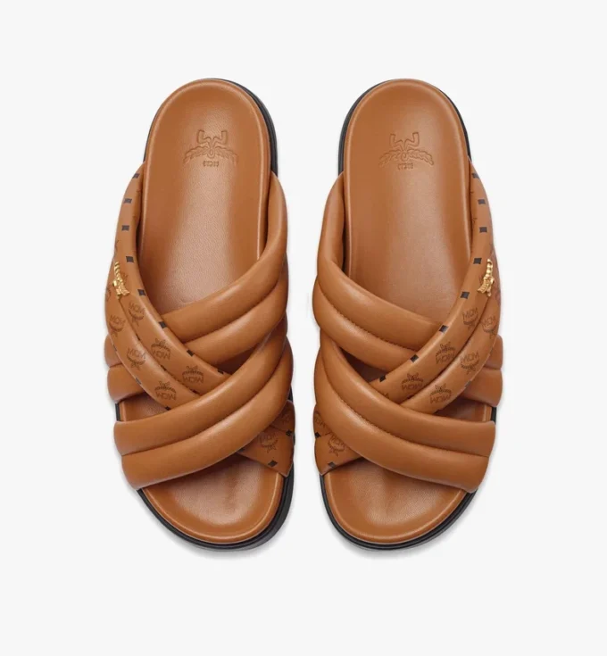Monogram Print Cross Sandals in Lambskin Monogram Print Cross Sandals in Lambskin