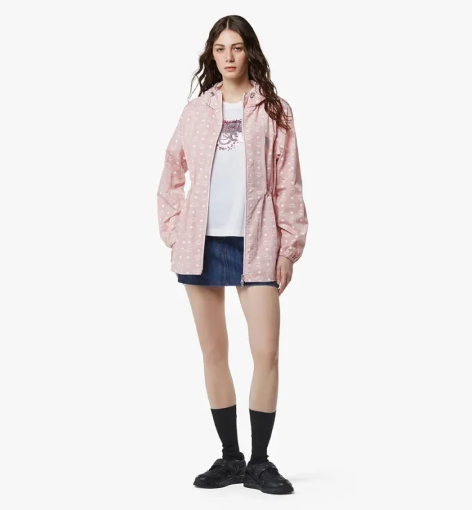 Monogram Print Hooded Windbreaker in Recycled Nylon Monogram Print Hooded Windbreaker in Recycled Nylon