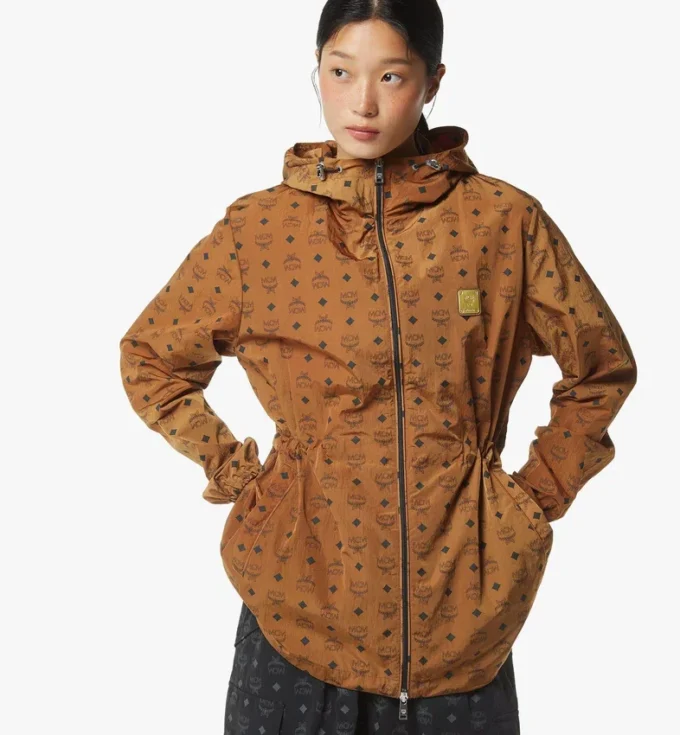 Monogram Print Hooded Windbreaker in Recycled Nylon Monogram Print Hooded Windbreaker in Recycled Nylon