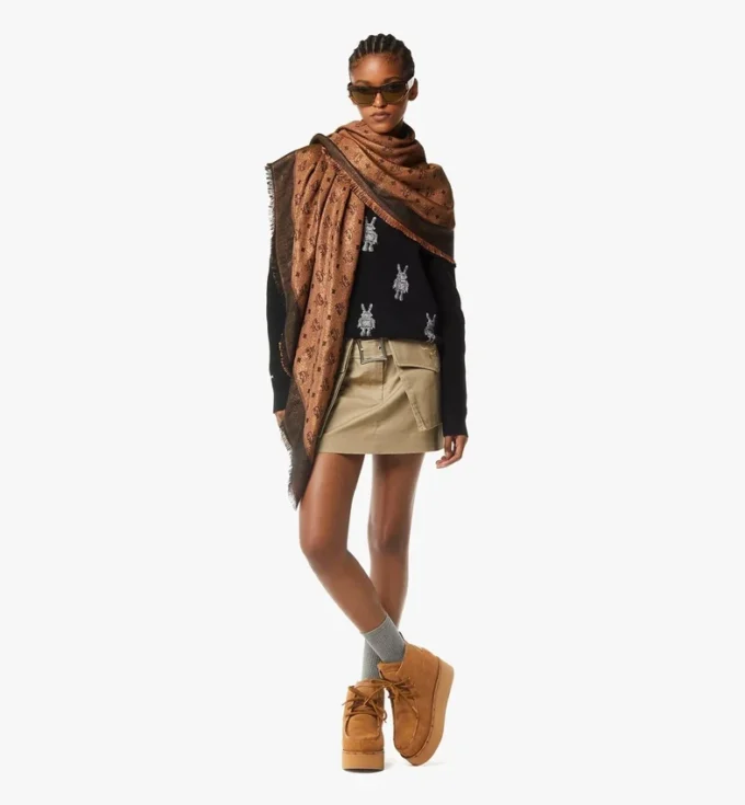 Monogram Shawl in Wool-Silk Jacquard Monogram Shawl in Wool-Silk Jacquard