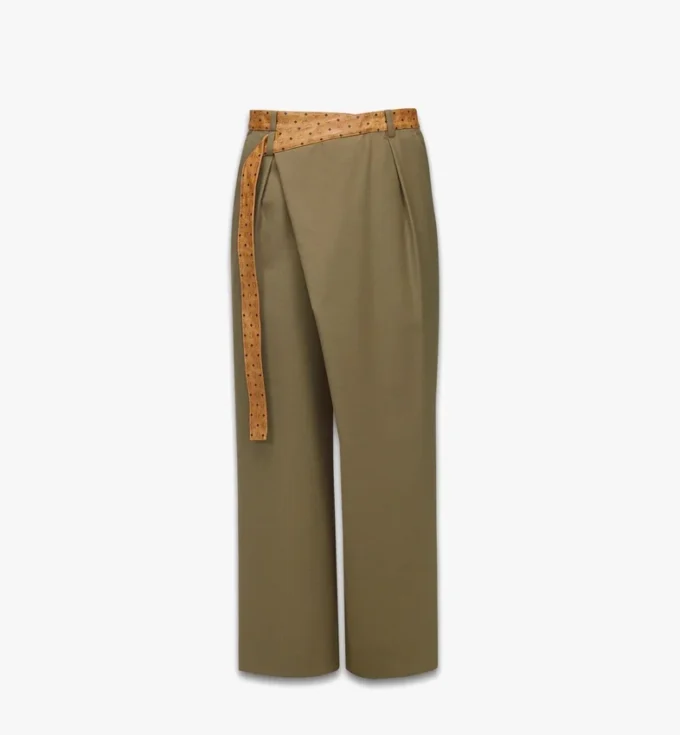 Pants in Wool Twill and Monogram Print Leather Pants in Wool Twill and Monogram Print Leather