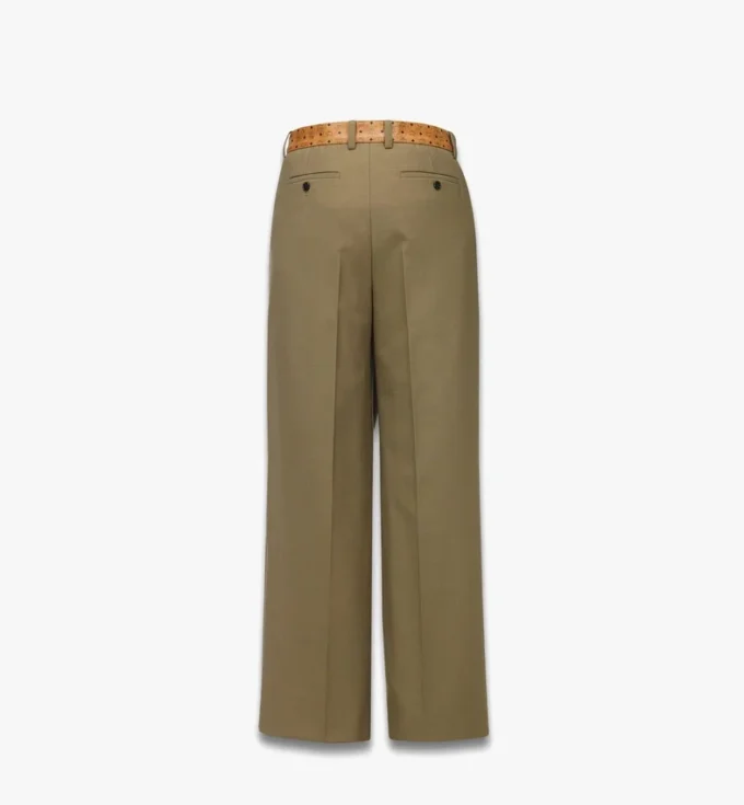Pants in Wool Twill and Monogram Print Leather Pants in Wool Twill and Monogram Print Leather