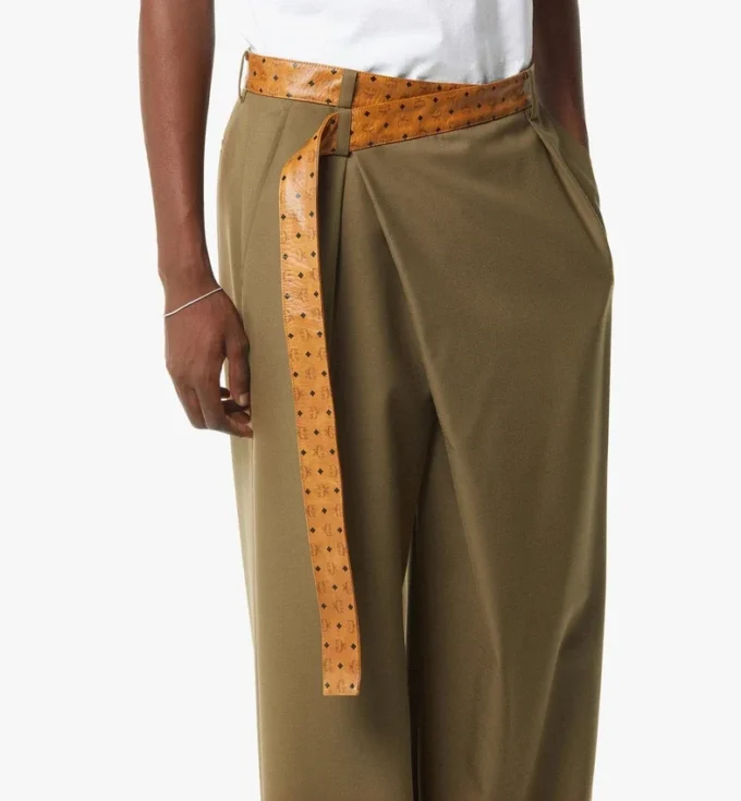 Pants in Wool Twill and Monogram Print Leather Pants in Wool Twill and Monogram Print Leather