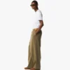 Pants in Wool Twill and Monogram Print Leather Pants in Wool Twill and Monogram Print Leather
