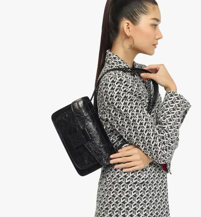 Travia Quilted Shoulder Bag in Crushed Leather Travia Quilted Shoulder Bag in Crushed Leather