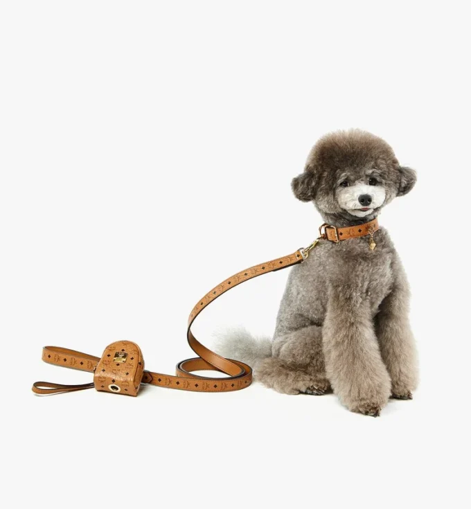 Wristlet Pet Litter Bag Holder in Monogram Print Leather