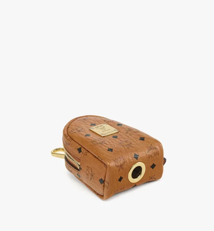 Wristlet Pet Litter Bag Holder in Monogram Print Leather